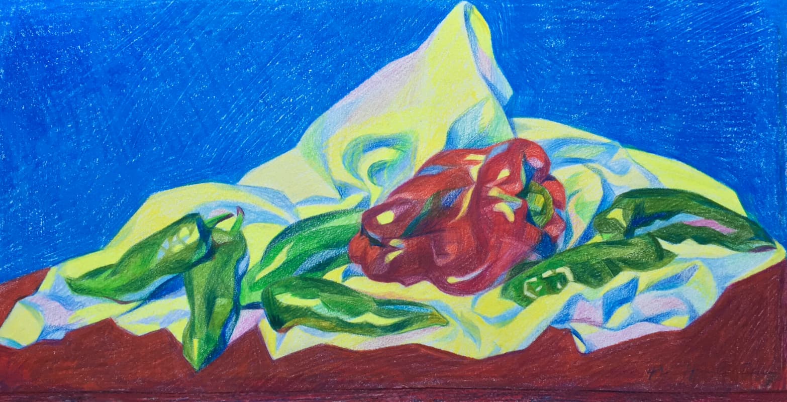 Dessin: Espelette aux Crayons de Couleur