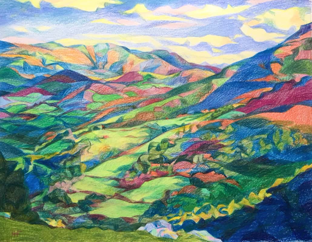 Paysage: Arzamendi, Crayons de Couleurs Paysage: Arzamendi, Crayons de Couleurs