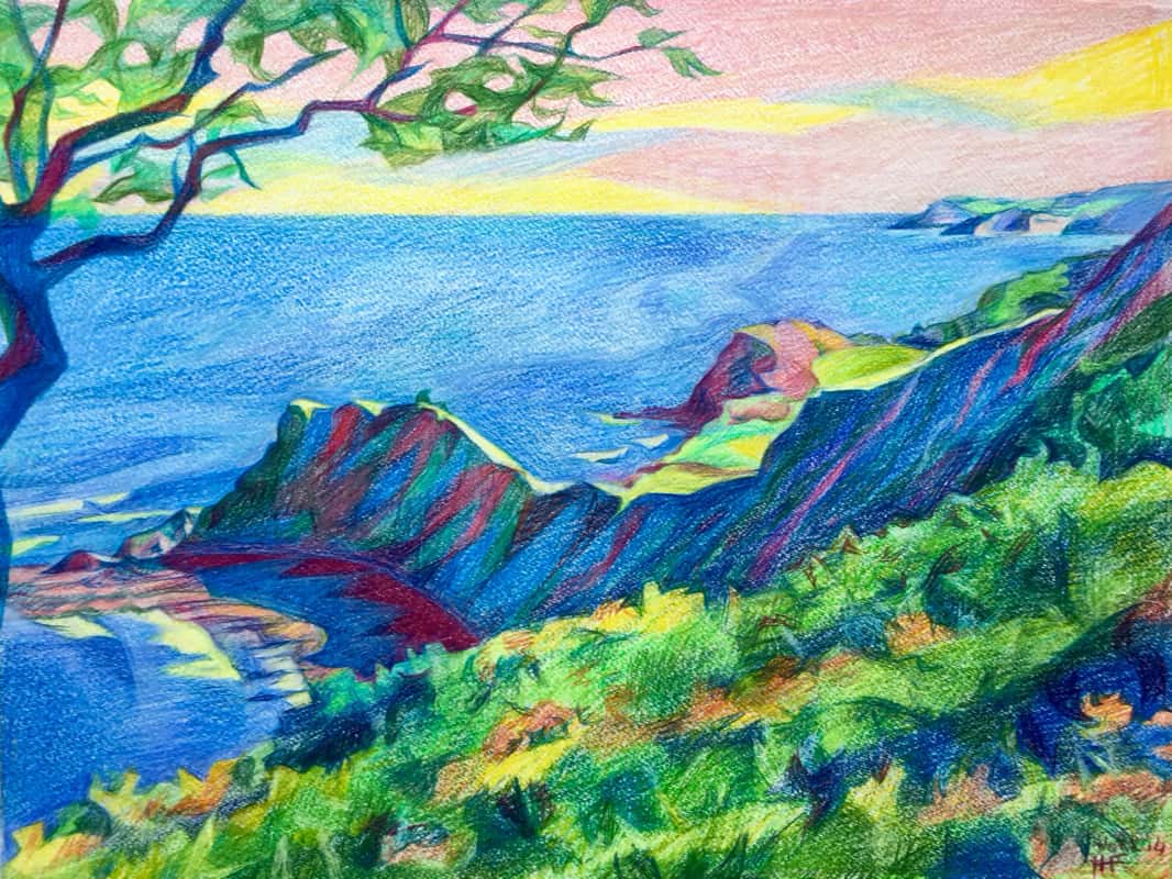 Paysage: Cote Cantabrique, Crayons de Couleurs Paysage: Cote Cantabrique, Crayons de Couleurs