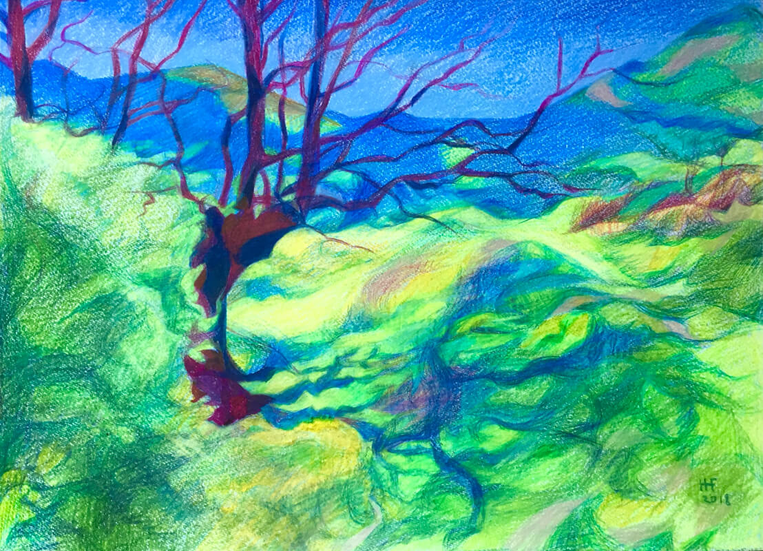 Paysage: Jeux d’Ombres, Crayons de Couleurs Paysage: Jeux d’Ombres, Crayons de Couleurs