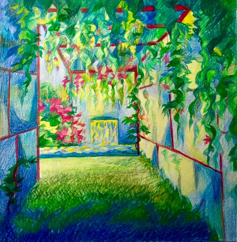 Paysage: La Porte du Jardin d’Eden, Crayons de Couleurs Paysage: La Porte du Jardin d’Eden, Crayons de Couleurs