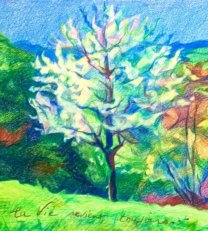 Paysage: La Vie Reviens Toujours, Crayons de Couleurs Paysage: La Vie Reviens Toujours, Crayons de Couleurs