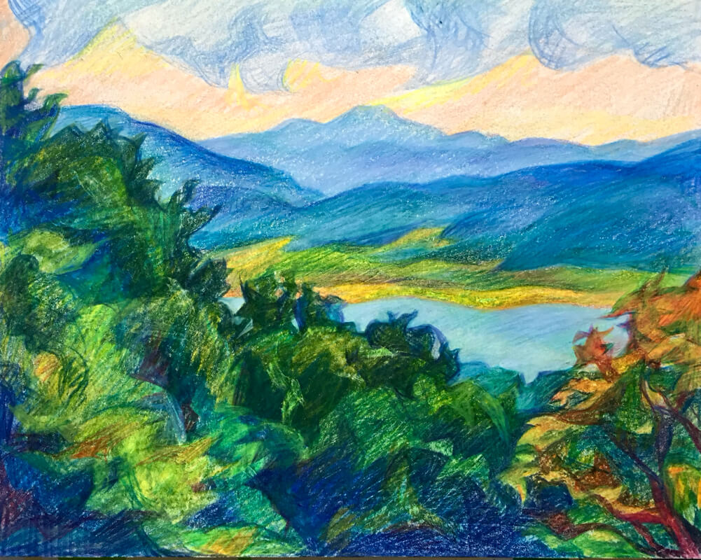 Paysage: Leyre, Crayons de Couleurs Paysage: Leyre, Crayons de Couleurs