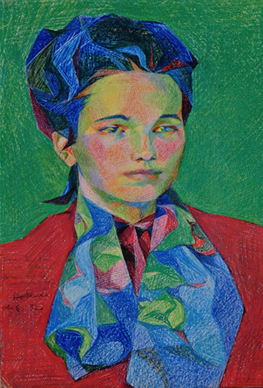 Portrait: Christine B. aux Crayons de Couleurs
