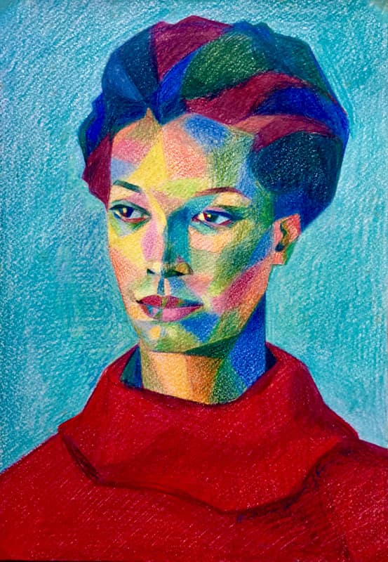 Portrait: Dominique aux Crayons de Couleurs