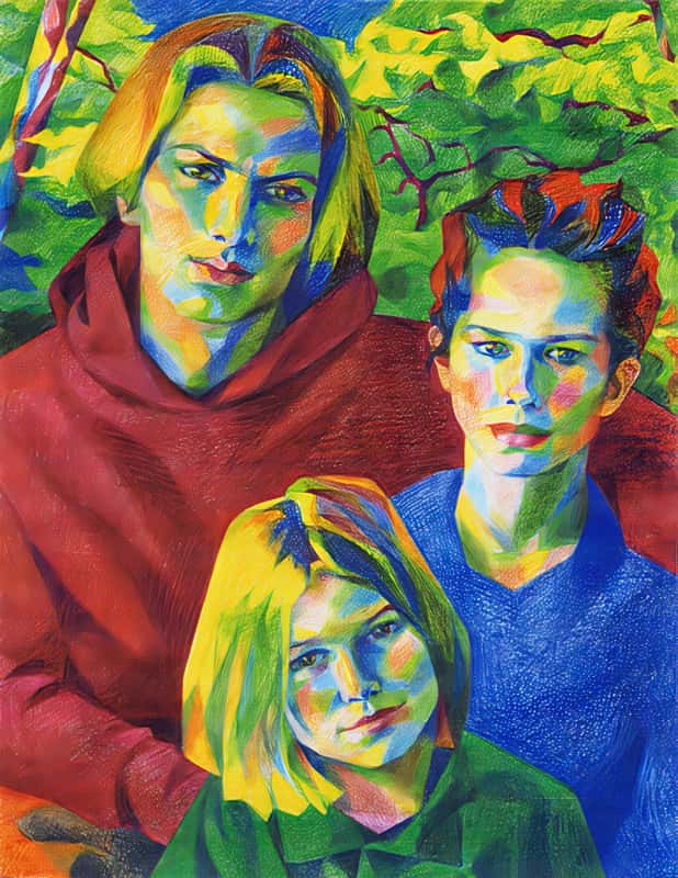 Portrait: Enfants Groenemeier aux Crayons de Couleurs