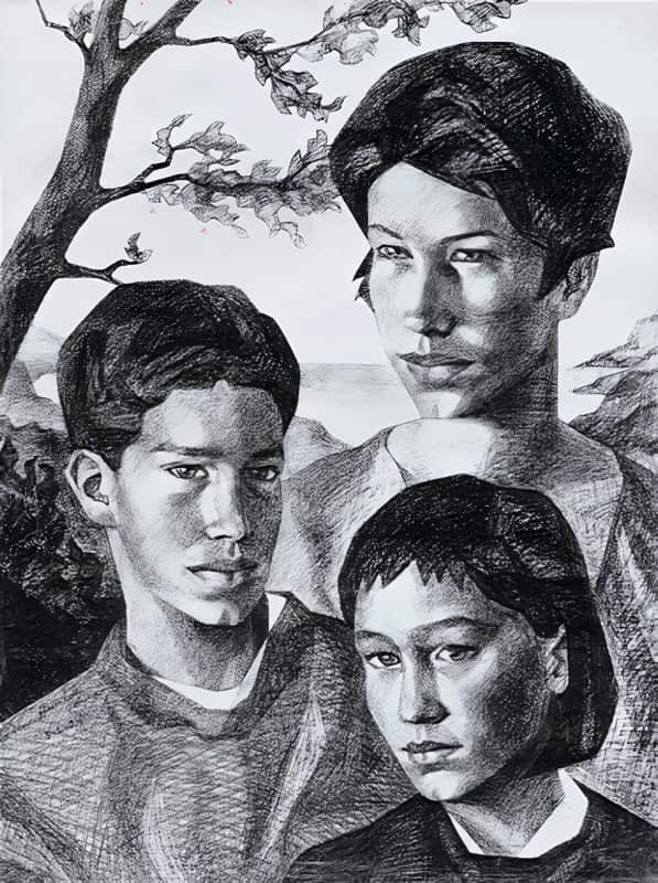 Portrait: Famille Allemande au Crayon Graphite